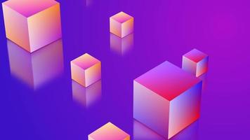 Abstract background with cubes. 3D shape backdrop. Purple and blue gradient video