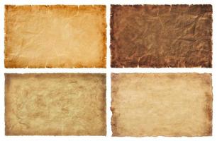 collection set old parchment paper sheet vintage aged or texture isolated on white background photo