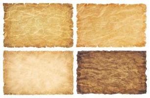 collection set old parchment paper sheet vintage aged or texture isolated on white background photo