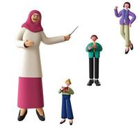 3d characters male and female teachers isolated white background. 3d rendering illustration photo