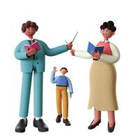 3d characters male and female teachers isolated white background. 3d rendering illustration photo