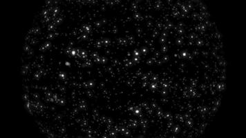 Stars space background in sphere on black background. Universe or galaxy spinning animation video