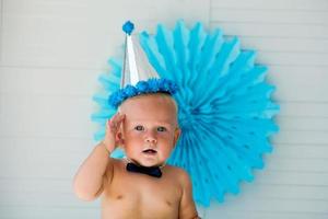 Little boy celebrate birthday. photo