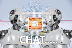 Digital chatbot, robot application, conversational assistant, AI artificial intelligence concept. photo