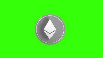 Ethereum silver coin rotating animation. ETH 3D illustration. Cryptocurrency design