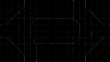 hud rede digital interface sobreposição fundo, linhas e brilhando luzes animação video