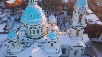 Aerial view of the Trinity Orthodox Cathedral. Sumy, Ukraine video