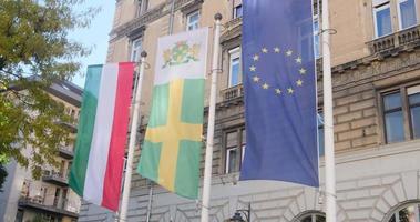 Flags of Hungary, Budapest and European Union video