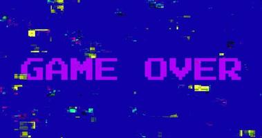 VHS 90s style footage, glitch effect. Digital noise. Game Over inscription video