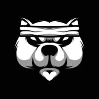 Bear Headband Black and White Mascot Design vector