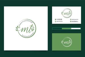 Initial MT Feminine logo collections and business card template Premium Vector