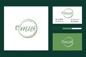 Initial MU Feminine logo collections and business card template Premium Vector