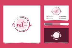 Initial MT Feminine logo collections and business card template Premium Vector