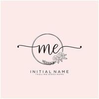 Initial ME feminine logo collections template. handwriting logo of initial signature, wedding, fashion, jewerly, boutique, floral and botanical with creative template for any company or business. vector