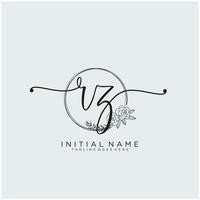 Initial RZ feminine logo collections template. handwriting logo of initial signature, wedding, fashion, jewerly, boutique, floral and botanical with creative template for any company or business. vector