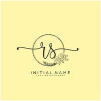 Initial RS feminine logo collections template. handwriting logo of initial signature, wedding, fashion, jewerly, boutique, floral and botanical with creative template for any company or business. vector