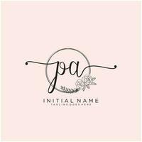 Initial PA feminine logo collections template. handwriting logo of initial signature, wedding, fashion, jewerly, boutique, floral and botanical with creative template for any company or business. vector