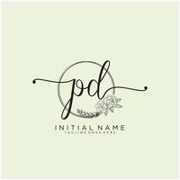 Initial PD feminine logo collections template. handwriting logo of initial signature, wedding, fashion, jewerly, boutique, floral and botanical with creative template for any company or business. vector