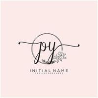 Initial PY feminine logo collections template. handwriting logo of initial signature, wedding, fashion, jewerly, boutique, floral and botanical with creative template for any company or business. vector