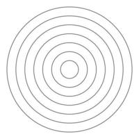 Polar grid of 6 concentric circles. Circle diagram divided on segments. Blank polar graph paper. Wheel of life or habits tracker. Coaching blank.