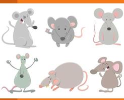 funny cartoon mice animals species characters set vector