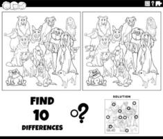 differences game with purebred dogs coloring page vector