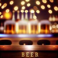 cerveza restaurante bar, bar mesa, borroso antecedentes - ai generado imagen foto
