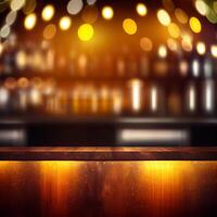 Beer restaurant bar, bar tabletop, blurred background - AI generated image photo