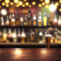 cerveza restaurante bar, bar mesa, borroso antecedentes - ai generado imagen foto