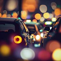 Traffic jam, blurred bokeh background - AI generated image photo