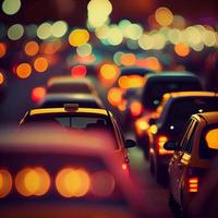 Traffic jam, blurred bokeh background - AI generated image photo