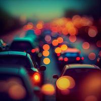 Traffic jam, blurred bokeh background - AI generated image photo