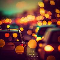 Traffic jam, blurred bokeh background - AI generated image photo