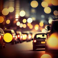 Traffic jam, blurred bokeh background - AI generated image photo
