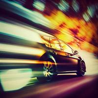 Car racing at high speed, blurred background - AI generated image photo