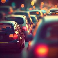 Traffic jam, blurred bokeh background - AI generated image photo