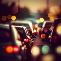 Traffic jam, blurred bokeh background - AI generated image photo