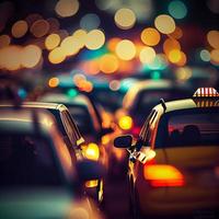 Traffic jam, blurred bokeh background - AI generated image photo