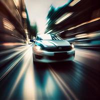 Car racing at high speed, blurred background - AI generated image photo