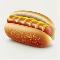 Fresh cooked hot dog with mustard and ketchup - image photo