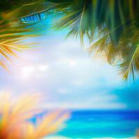 Sandy tropical beach, blurred bokeh background - image photo