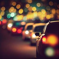 Traffic jam, blurred bokeh background - AI generated image photo