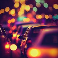 Traffic jam, blurred bokeh background - AI generated image photo