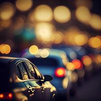 Traffic jam, blurred bokeh background - AI generated image photo