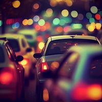 Traffic jam, blurred bokeh background - AI generated image photo