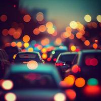 Traffic jam, blurred bokeh background - AI generated image photo