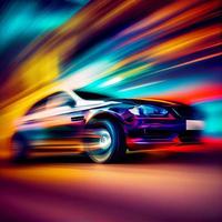 Car racing at high speed, blurred background - AI generated image photo