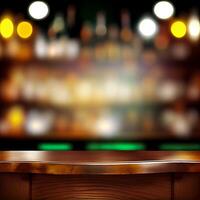 Beer restaurant bar, bar tabletop, blurred background - AI generated image photo