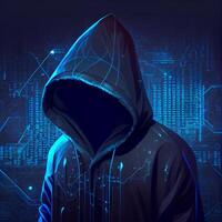 Hacker, programmer modern spy, illegal data search - Image photo