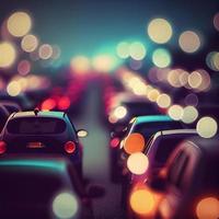 Traffic jam, blurred bokeh background - AI generated image photo